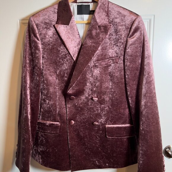 ASOS Plum Velvet Double Breasted Dinner Jacket Men's UK 40 / EU 50 / US 40R - Picture 1 of 12